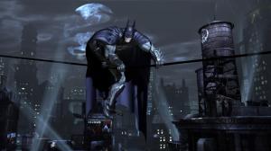 batman superhero cape mask city gotham city night lights the moon wallpaper thumb