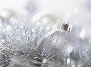 christmas decorations, ball, glitter, tinsel, silver wallpaper thumb