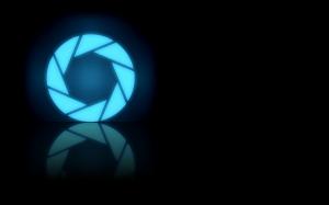 Portal Black Blue Logo Aperture HD wallpaper thumb