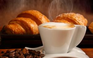 Cappuccino and croissant wallpaper thumb
