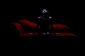 Women, Couch, Sitting, Closed Eyes, Black Background wallpaper thumb