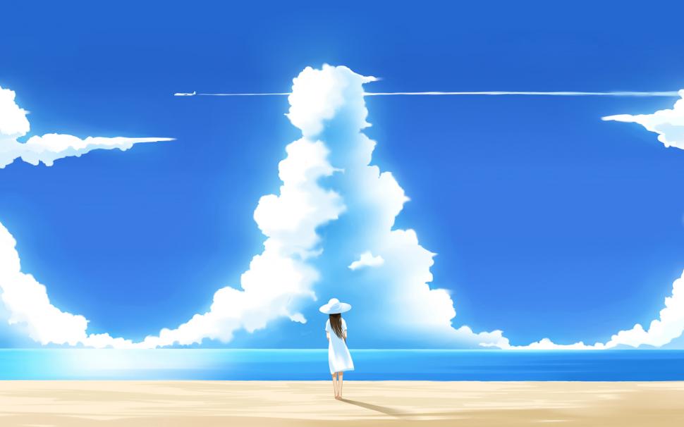 Blue Sky Clouds Anime HD wallpaper,cartoon/comic HD wallpaper,anime HD wallpaper,blue HD wallpaper,clouds HD wallpaper,sky HD wallpaper,1920x1200 wallpaper