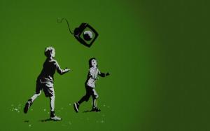 Banksy Graffiti Green HD wallpaper thumb