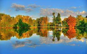 Autumn Lake and Maple HDR landscape wallpaper thumb