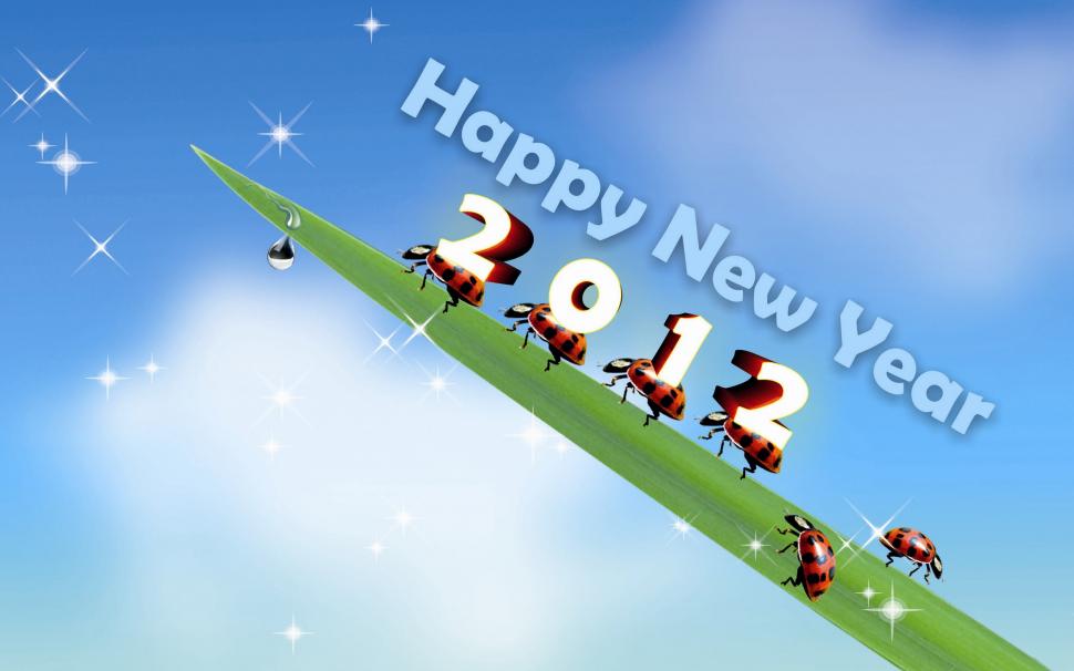 Happy New Year 2012 leaf and ladybugs wallpaper,Happy HD wallpaper,New HD wallpaper,Year HD wallpaper,2012 HD wallpaper,Leaf HD wallpaper,Ladybug HD wallpaper,2560x1600 wallpaper