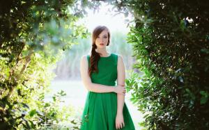 Lovely Girl Model Green Dress wallpaper thumb