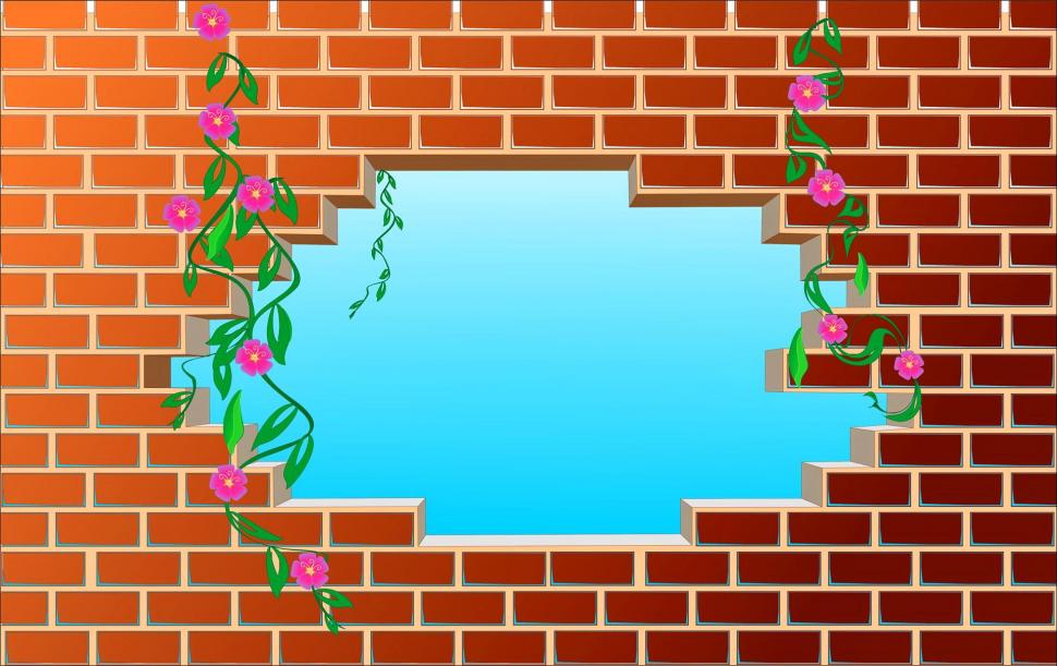Brick Wall wallpaper,brick HD wallpaper,wall HD wallpaper,beautiful HD wallpaper,flowers HD wallpaper,3d & abstract HD wallpaper,1920x1210 wallpaper