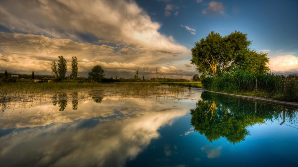 Reflection, Lake, Trees, Clouds, Nature wallpaper,reflection HD wallpaper,lake HD wallpaper,trees HD wallpaper,clouds HD wallpaper,1920x1080 wallpaper