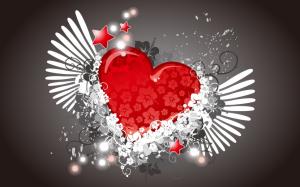 The wings of love heart-shaped wallpaper thumb