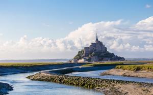 France, Normandy, castle, sky, clouds, sea wallpaper thumb