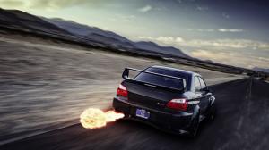 Subaru WRX STI Backfire Flame Motion Blur HD wallpaper thumb