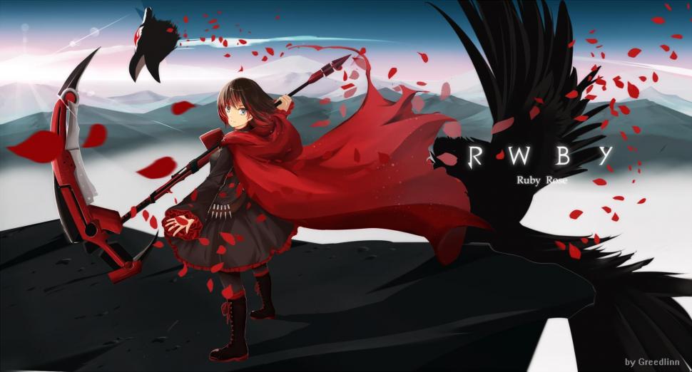 Ruby Rose wallpaper,dress wallpaper,fight wallpaper,blossoms wallpaper,short-hair wallpaper,monster wallpaper,anime-girl wallpaper,rose wallpaper,female wallpaper,anime wallpaper,weapon wallpaper,ruby-rose wallpaper,red-ha wallpaper,1858x1000 wallpaper