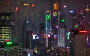 Hong kong night cityscape wallpaper thumb