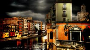 Colorful Buildings On A Canal In A Storm wallpaper thumb