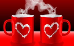 Red love couple coffee mugs wallpaper thumb