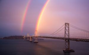 Oakland Bridge Rainbow Bridge San Francisco Ocean HD wallpaper thumb