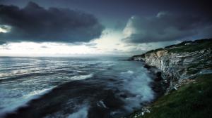 Coast Ocean Clouds Cliffs HD wallpaper thumb