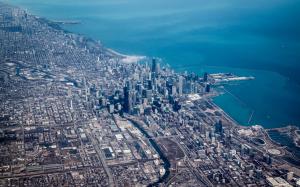 Chicago Buildings Skyscrapers Coast Aerial HD wallpaper thumb