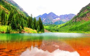 Maroon Bells, Colorado, USA, lake, mountains, trees wallpaper thumb
