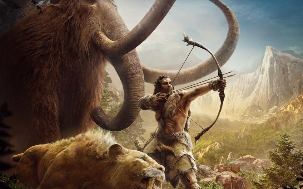 Far Cry: Primal, mammoths, saber-toothed tiger wallpaper,Far HD wallpaper,Cry HD wallpaper,Primal HD wallpaper,Mammoths HD wallpaper,Saber HD wallpaper,Toothed HD wallpaper,Tiger HD wallpaper,2560x1600 wallpaper