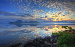 Lake Toya, Hokkaido, Japan, sunrise, clouds wallpaper thumb