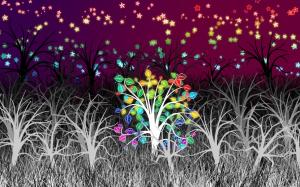 Colorful stars above the gras wallpaper thumb