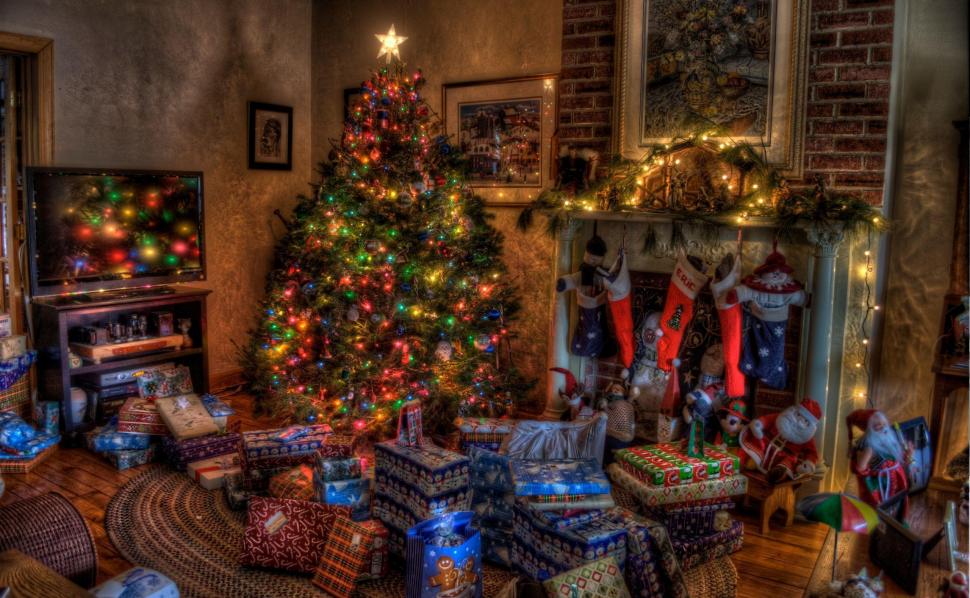 Tree, christmas, presents, fireplace, holiday, toys, stockings, home, comfort wallpaper,tree HD wallpaper,christmas HD wallpaper,presents HD wallpaper,fireplace HD wallpaper,holiday HD wallpaper,toys HD wallpaper,stockings HD wallpaper,home HD wallpaper,comfort HD wallpaper,2560x1580 wallpaper
