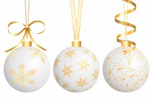 christmas toys, balls, three, patterns, white background wallpaper thumb