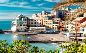 Italy, Cinque Terre, coast, sea, houses, trees, dock, boat wallpaper thumb
