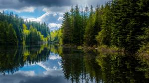 Canada, British Columbia, lake, trees, spring, reflection wallpaper thumb