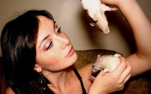 Girl playing with the rats wallpaper thumb