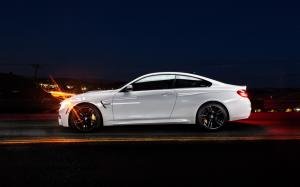 BMW M4 coupe F82 white car side view wallpaper thumb
