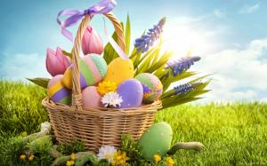 Colorful Easter Eggs In Basket wallpaper thumb