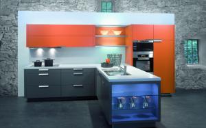 Orange and gray kitchen furniture wallpaper thumb