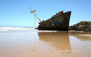 Beached Ship Beach Ocean Rust Abandon Deserted Urban Decay HD wallpaper thumb