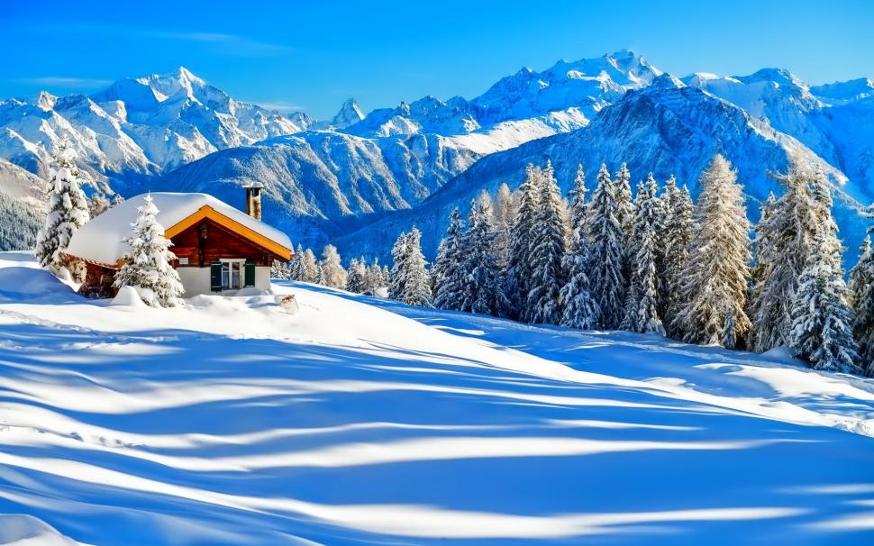 Winter, snow, house, trees, nature, forest, mountains, sky, white wallpaper,Winter HD wallpaper,Snow HD wallpaper,House HD wallpaper,Trees HD wallpaper,Nature HD wallpaper,Forest HD wallpaper,Mountains HD wallpaper,Sky HD wallpaper,White HD wallpaper,1920x1200 wallpaper