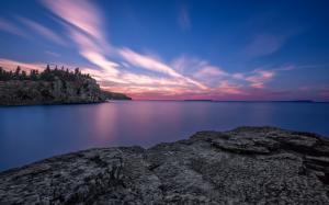Lake Ontario, rocks, sunrise, sky wallpaper thumb