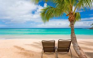 Tropical beach chair wallpaper thumb