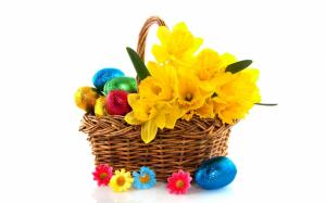 Eggs, flowers, basket wallpaper thumb