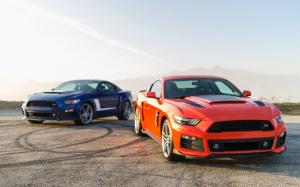 2014 Ford Mustang orange and blue cars wallpaper thumb