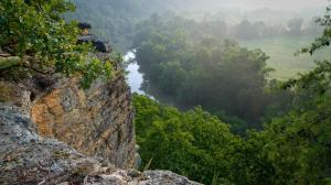 Cliff Above A River In A Foggy Tennessee Park wallpaper thumb