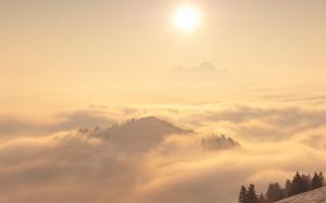 Foggy mountain sunrise wallpaper thumb