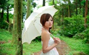 Asian, Mikako Zhang, Woman, Umbrella, Trees, Nature wallpaper thumb