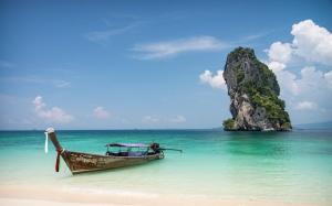 Nature, Landscape, Rock, Island, Boat, Sea, Thailand, Tropical, Beach, Water, Calm wallpaper thumb