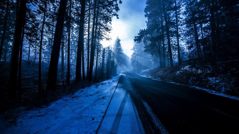 Trees, forest, road, snow, winter, sun rays, blue wallpaper,Trees HD wallpaper,Forest HD wallpaper,Road HD wallpaper,Snow HD wallpaper,Winter HD wallpaper,Sun HD wallpaper,Rays HD wallpaper,Blue HD wallpaper,1920x1080 wallpaper