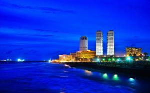 Sri Lanka coast city at night, skyscrapers, lights wallpaper thumb