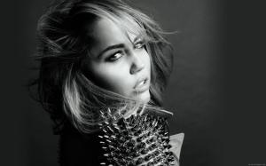 Miley Cyrus in black and white wallpaper thumb