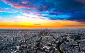 France, Paris, city street, houses, sky, clouds, dusk wallpaper thumb