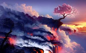 lava, hope, flowers, trees, volcanic wallpaper thumb