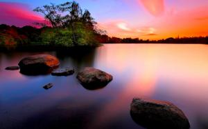 Nature, Landscape, Stones, Rocks, Water, Clouds, Sunset wallpaper thumb